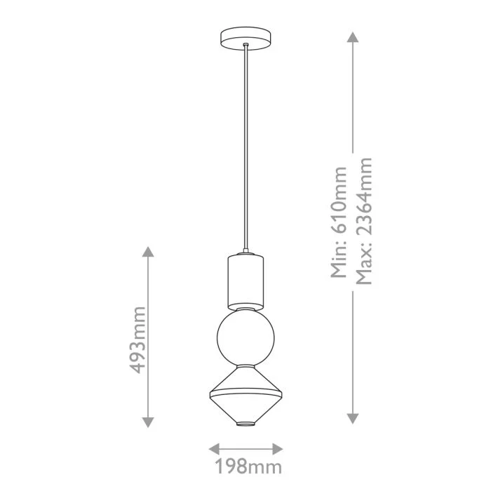 Alora Mood Bijou LED Pendant - Brushed Nickel/ Black / Aged Gold - Image 4