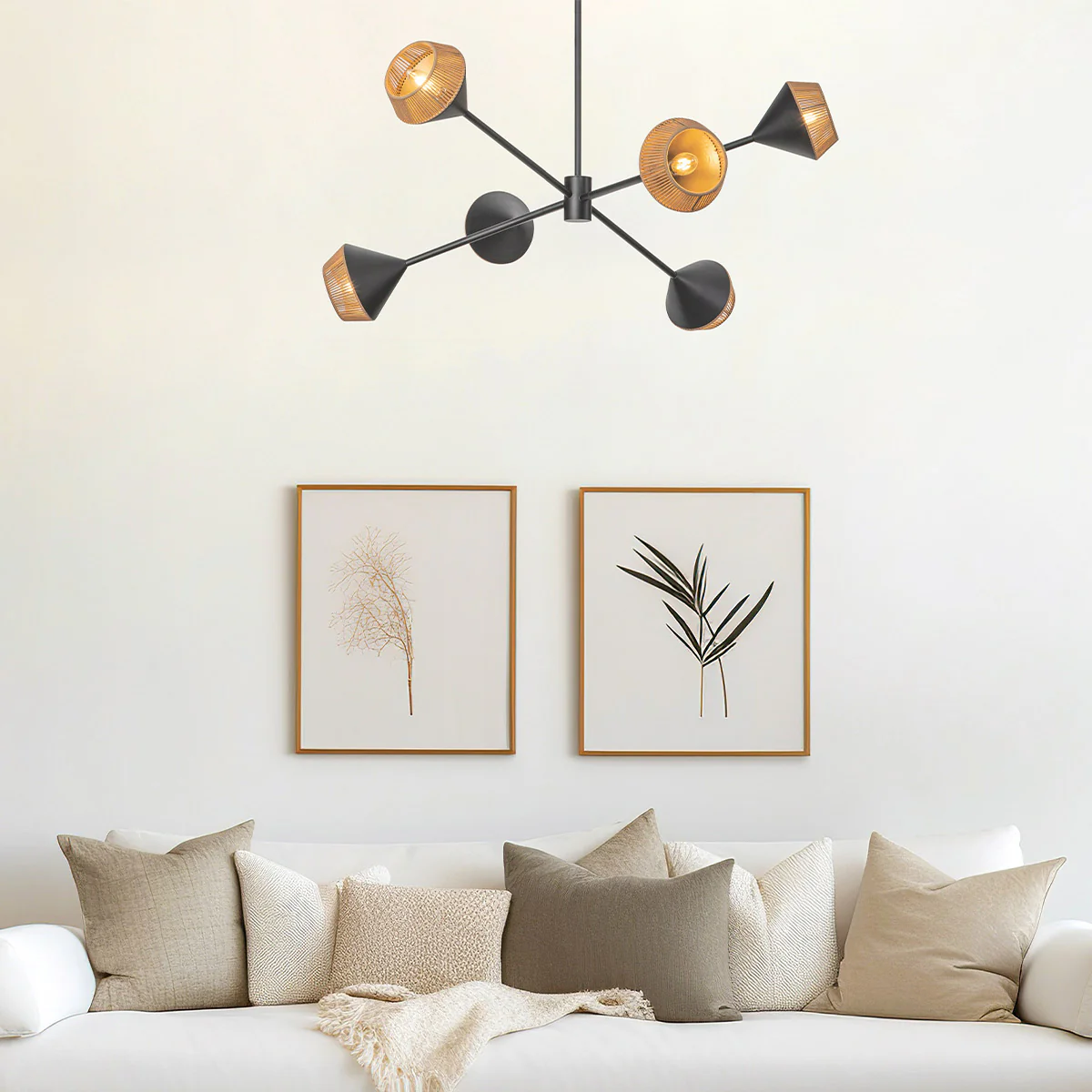 Alora Mood Daphne 5 lt Chandelier - Matte Black/ Natural - Image 2