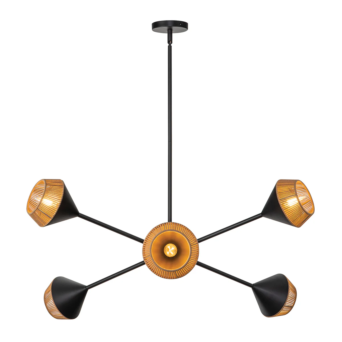 Alora Mood Daphne 5 lt Chandelier - Matte Black/ Natural - Image 3