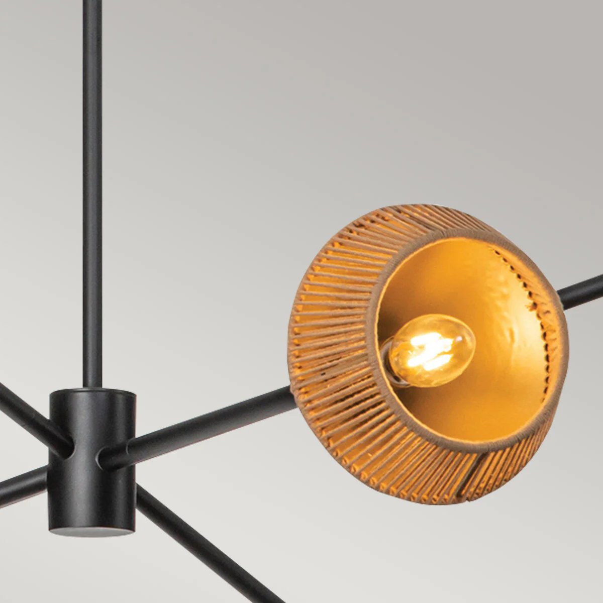 Alora Mood Daphne 5 lt Chandelier - Matte Black/ Natural - Image 4