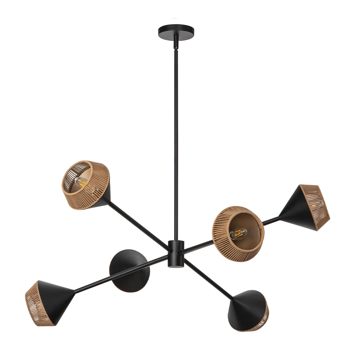 Alora Mood Daphne 5 lt Chandelier - Matte Black/ Natural - Image 8