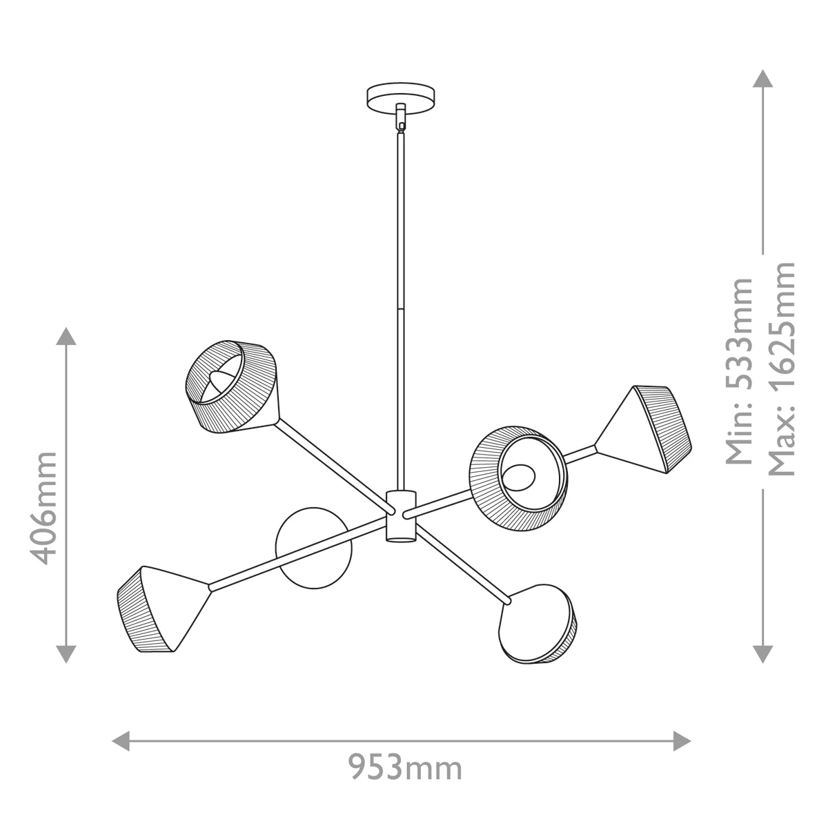 Alora Mood Daphne 5 lt Chandelier - Matte Black/ Natural - Image 9