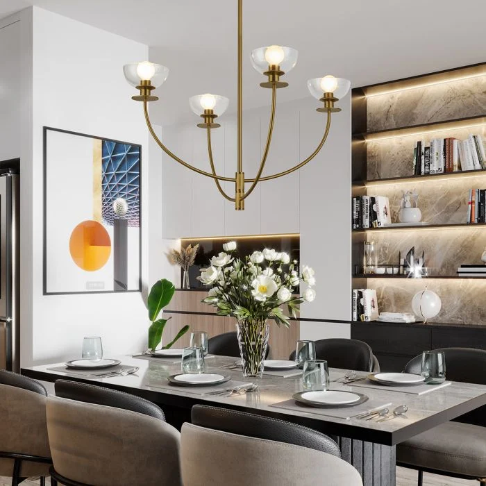 Alora Mood Sylvia 4 lt Chandelier - Brushed Gold/ Matte Black - Image 5