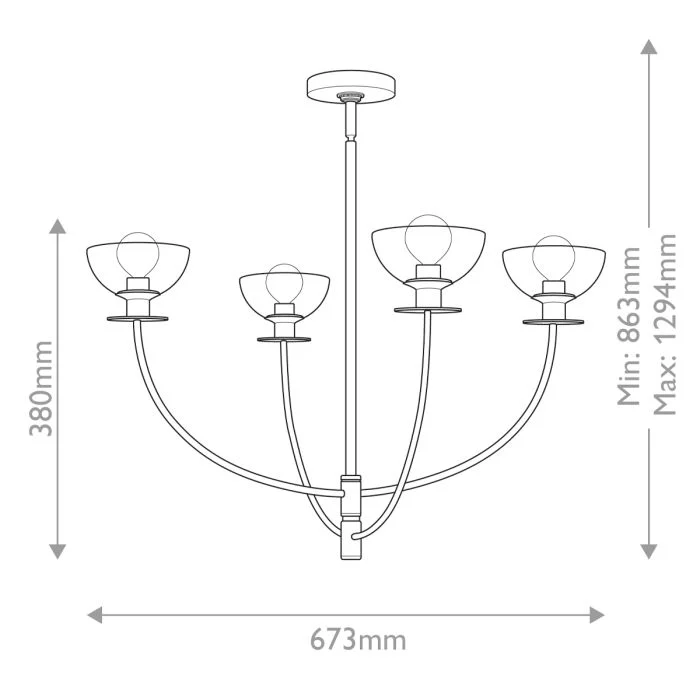 Alora Mood Sylvia 4 lt Chandelier - Brushed Gold/ Matte Black - Image 8