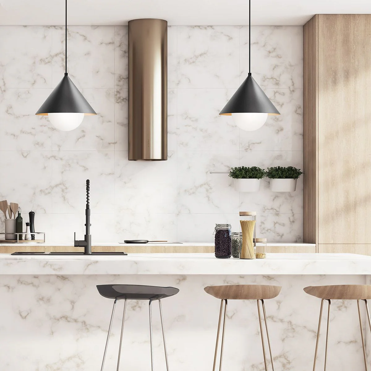 Alora Mood Remyck 1 lt Pendant - Brushed Gold/ Black - Image 4