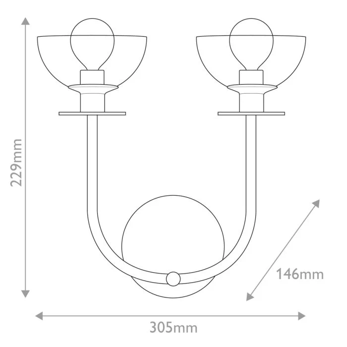Alora Mood Sylvia 2 lt Wall Light - Brushed Gold/ Matte Black - Image 5