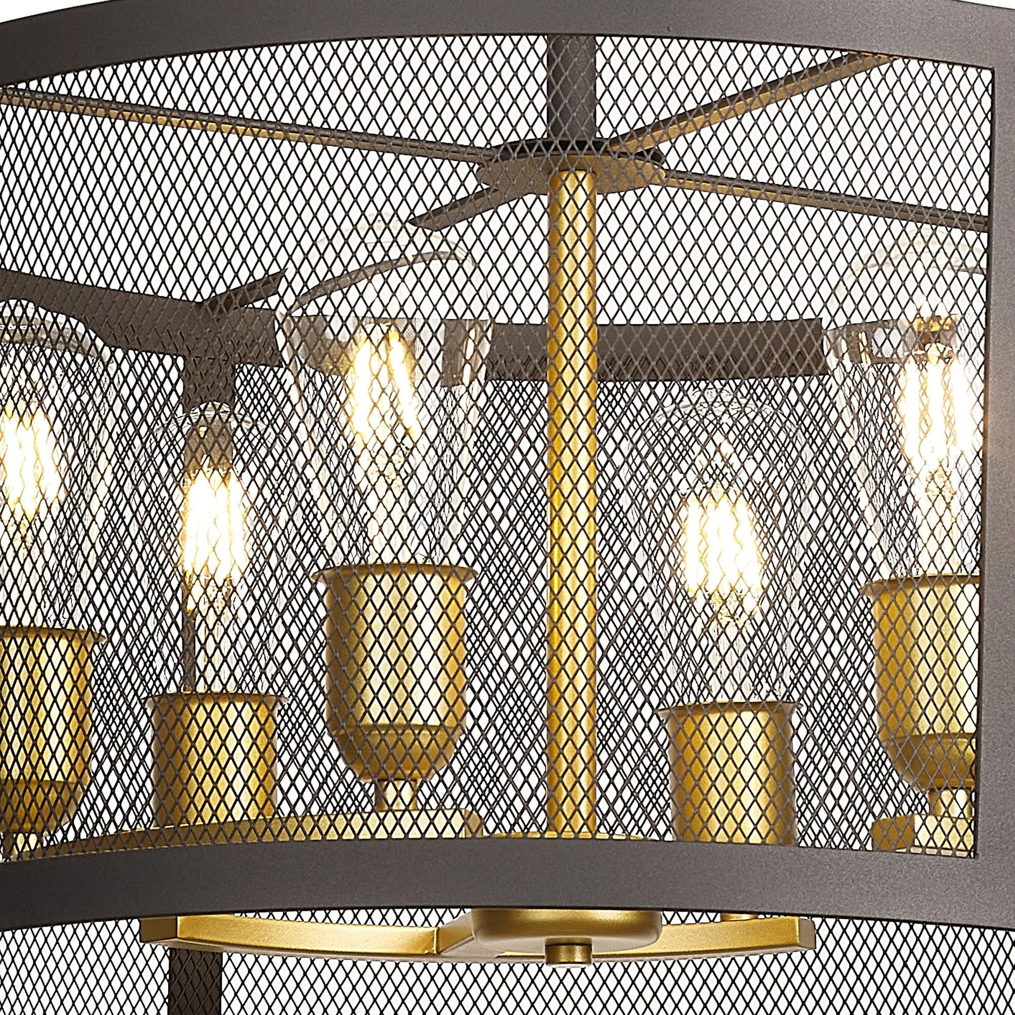 Alps 6Lt E27 Centre Light Fitting - Satin Black / Painted Gold - Image 2