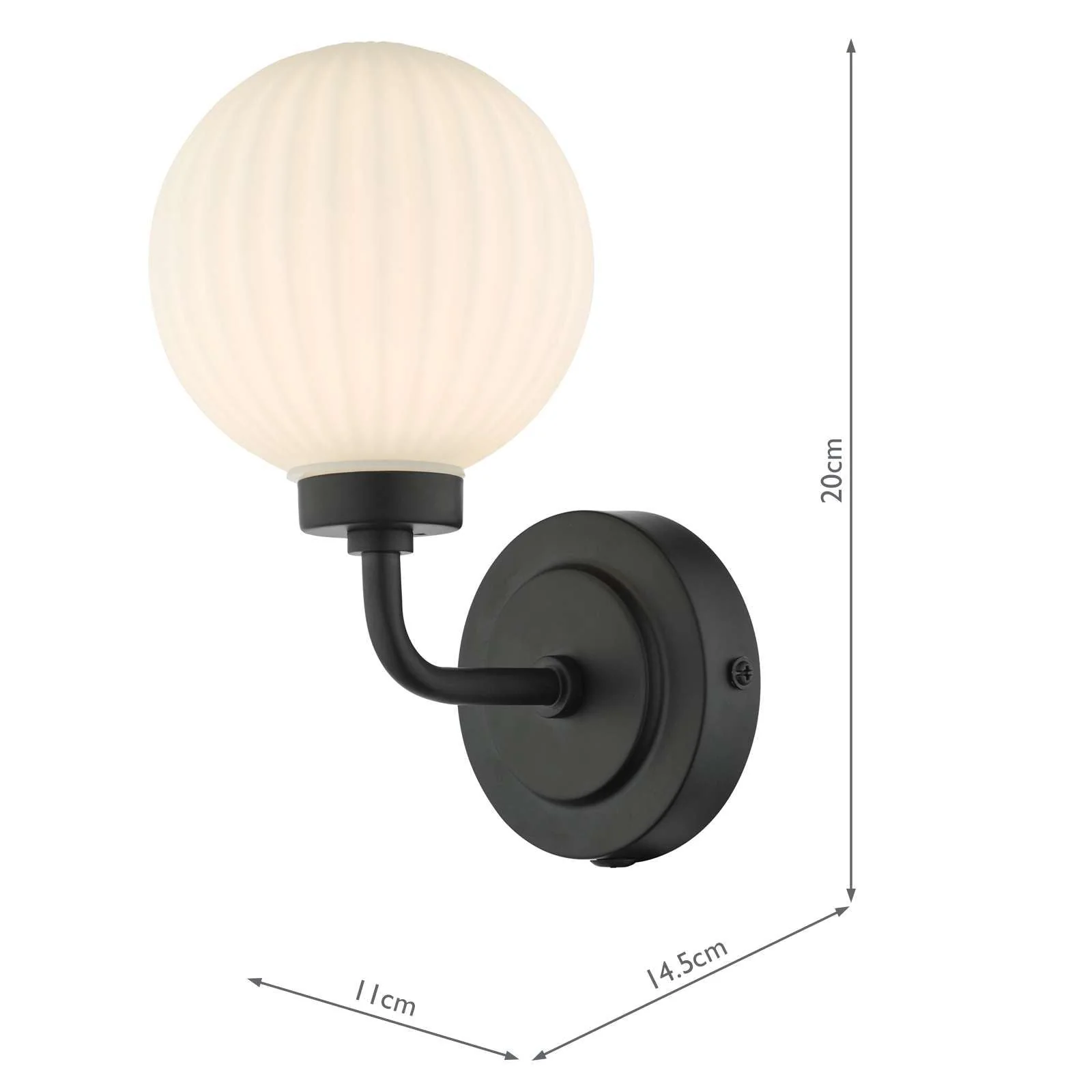 Alrik Bathroom Wall Light Matt Black Opal Glass IP44 - Image 5