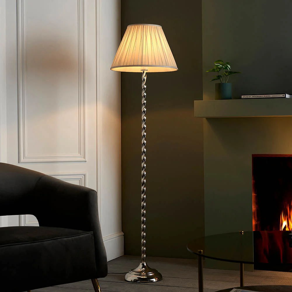 Altair & Chatsworth Floor Lamp - Polished Nickel Finish E27 - Image 3