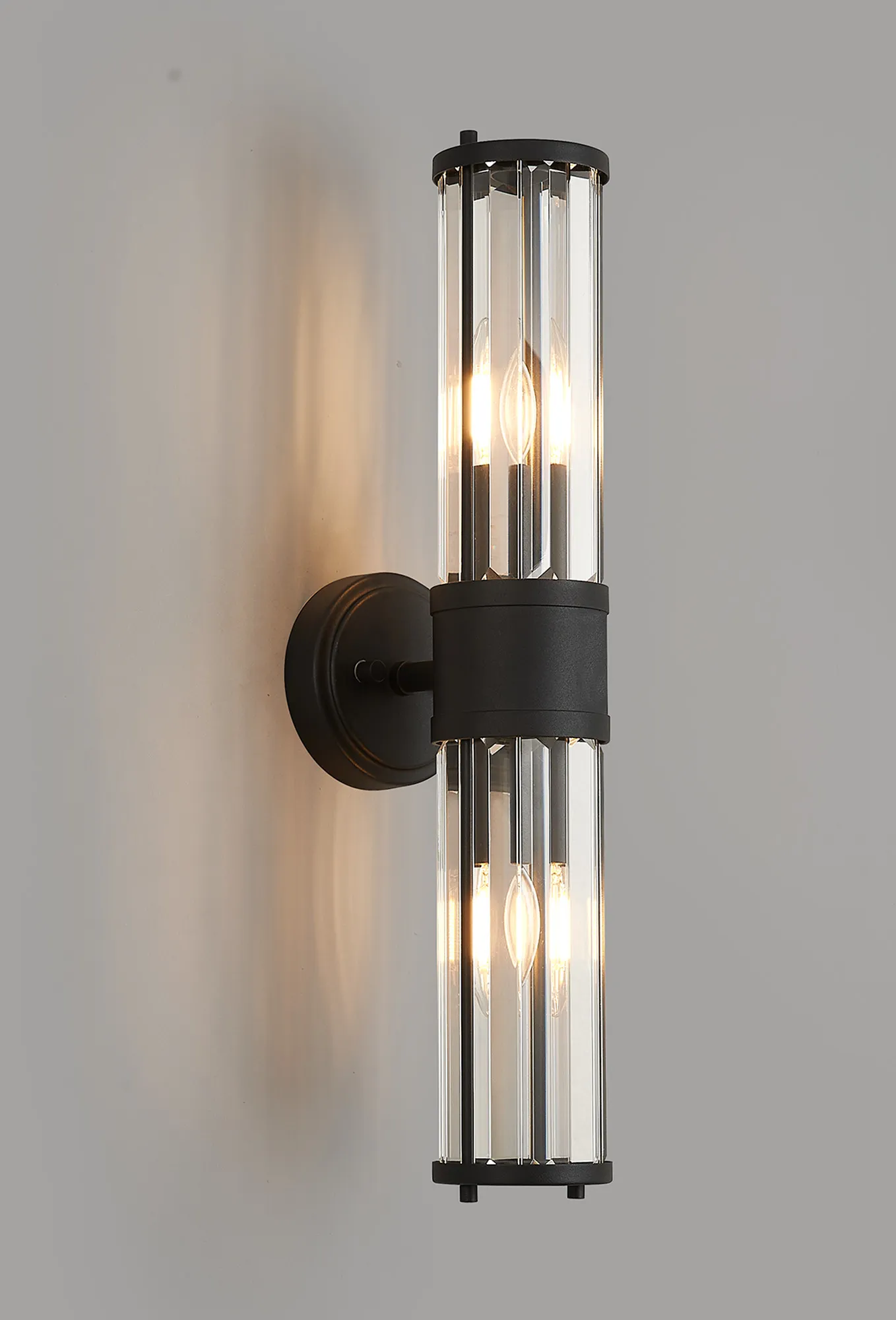 Alura 2 Light Crystal Wall Up & Down, E14, IP44, Satin Black/Clear Crystal - Image 2