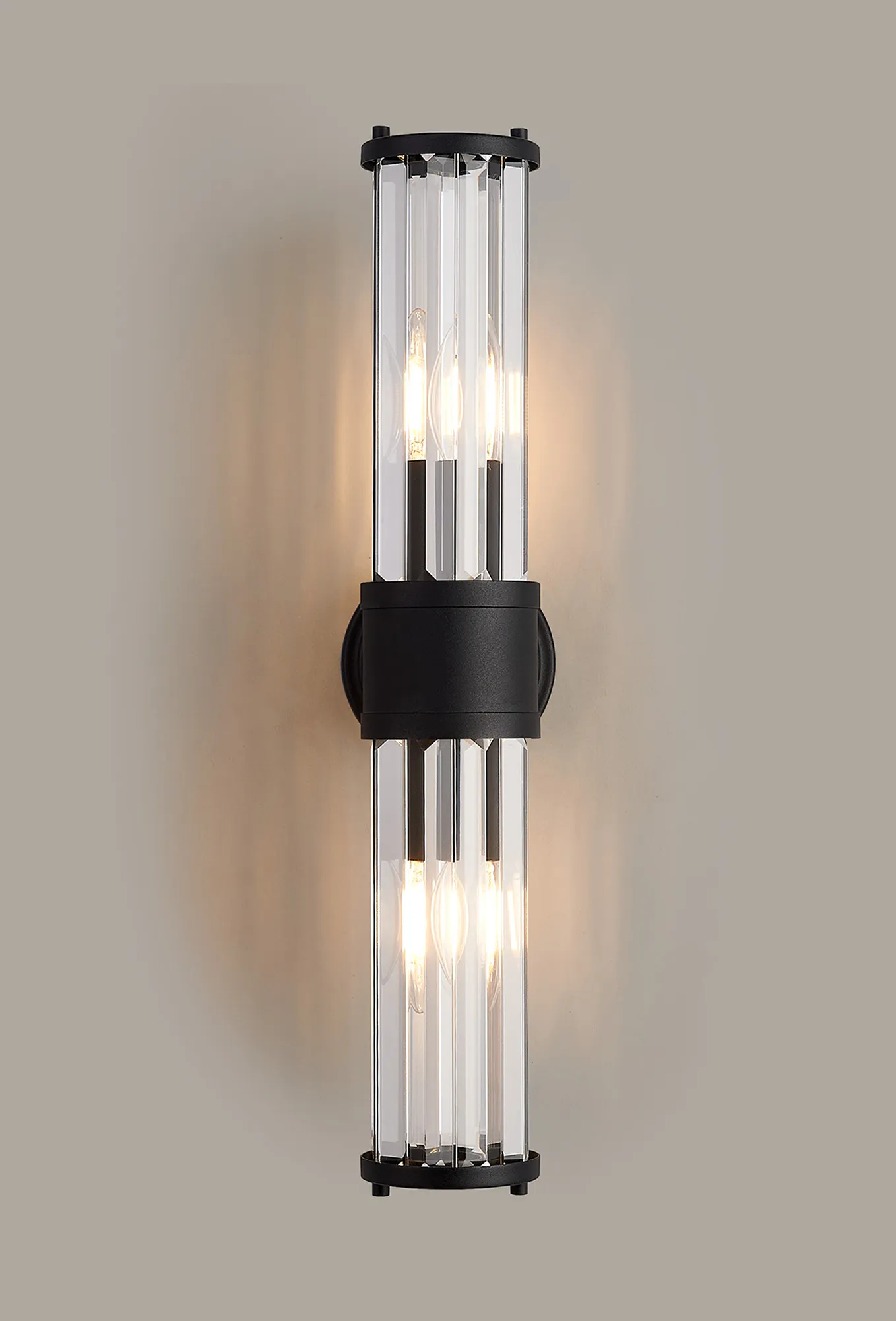Alura 2 Light Crystal Wall Up & Down, E14, IP44, Satin Black/Clear Crystal - Image 4