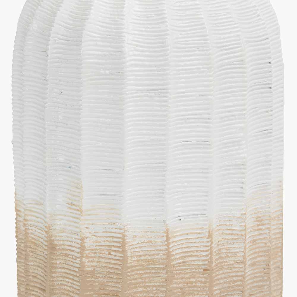 Amalia Natural and White Stoneware Textured Vase - Image 3