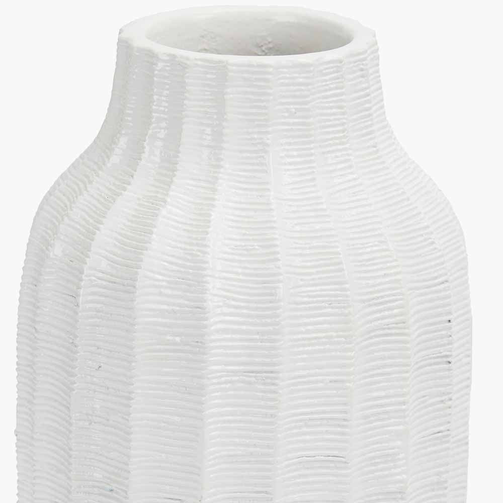 Amalia Natural and White Stoneware Textured Vase - Image 4