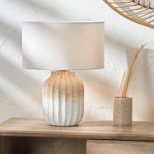 Amalia Natural Ombre Textured Stoneware Table Lamp  - Base Only - Image 3