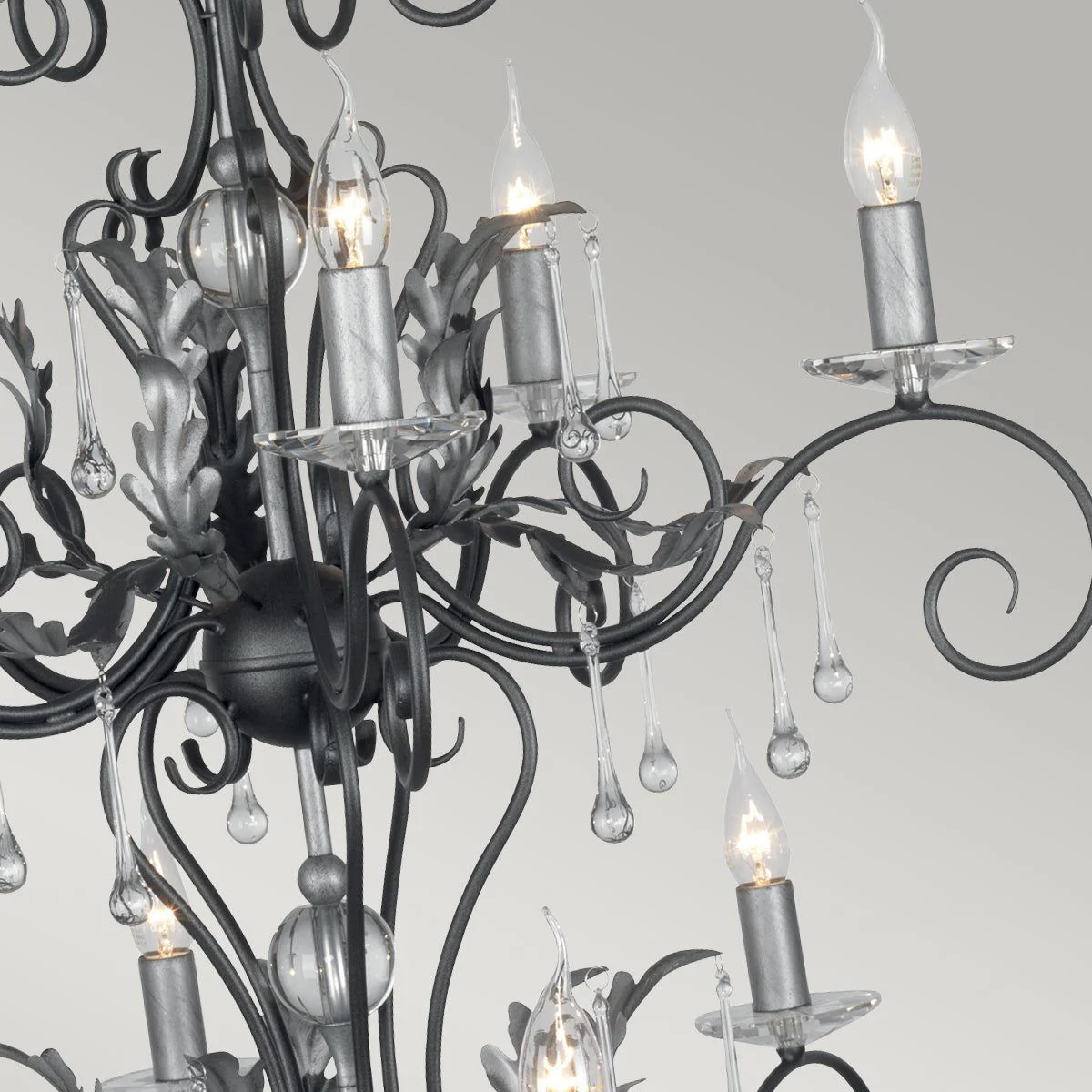 Amarilli 15Lt Chandelier Ceiling Light - Black & Silver/Bronze Finish - Image 3