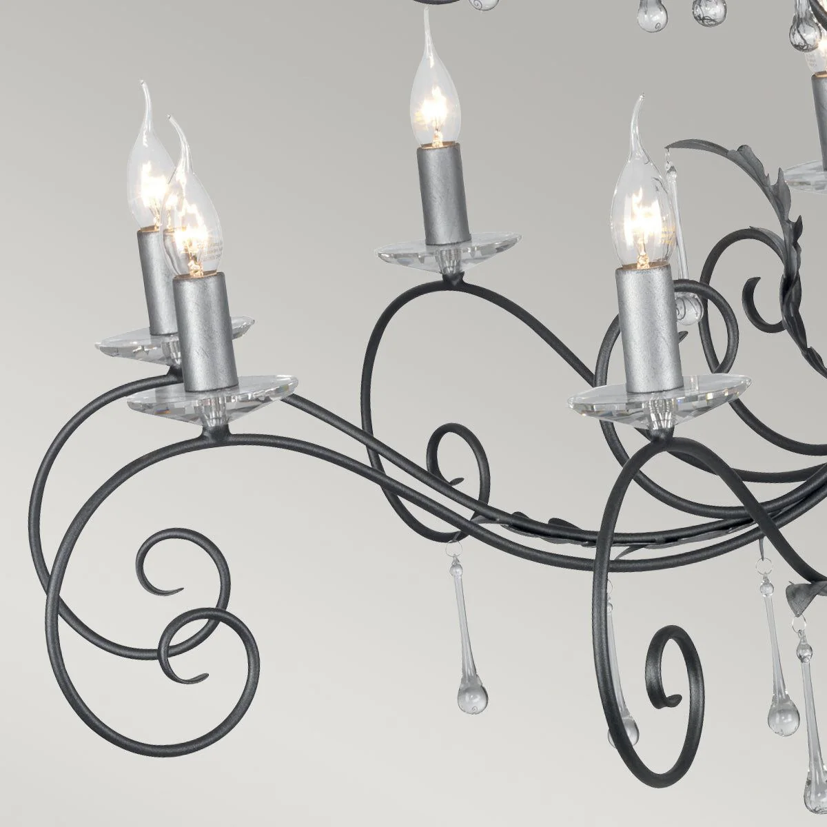 Amarilli 15Lt Chandelier Ceiling Light - Black & Silver/Bronze Finish - Image 4