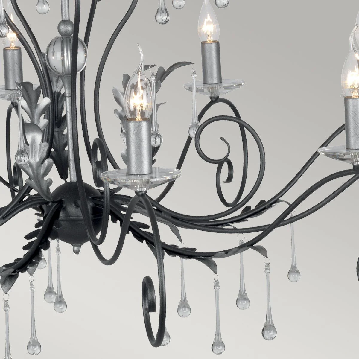 Amarilli 15Lt Chandelier Ceiling Light - Black & Silver/Bronze Finish - Image 5
