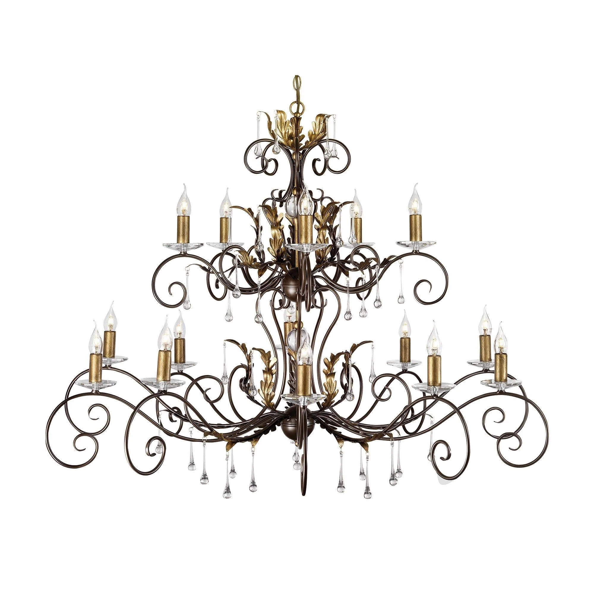 Amarilli 15Lt Chandelier Ceiling Light - Black & Silver/Bronze Finish - Image 8