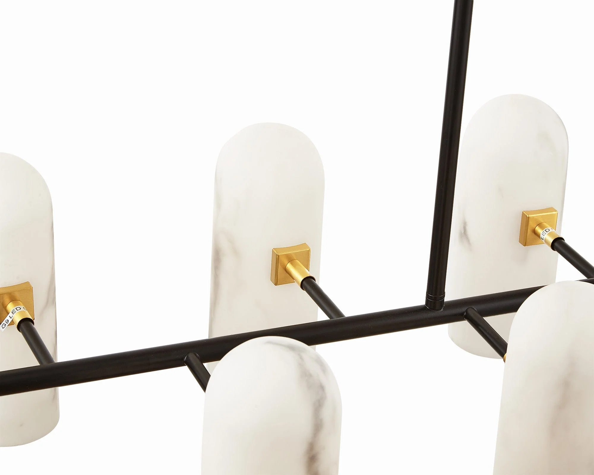 Amatti Long Chandelier - Alabaster, Black & Brass G9 - Image 3