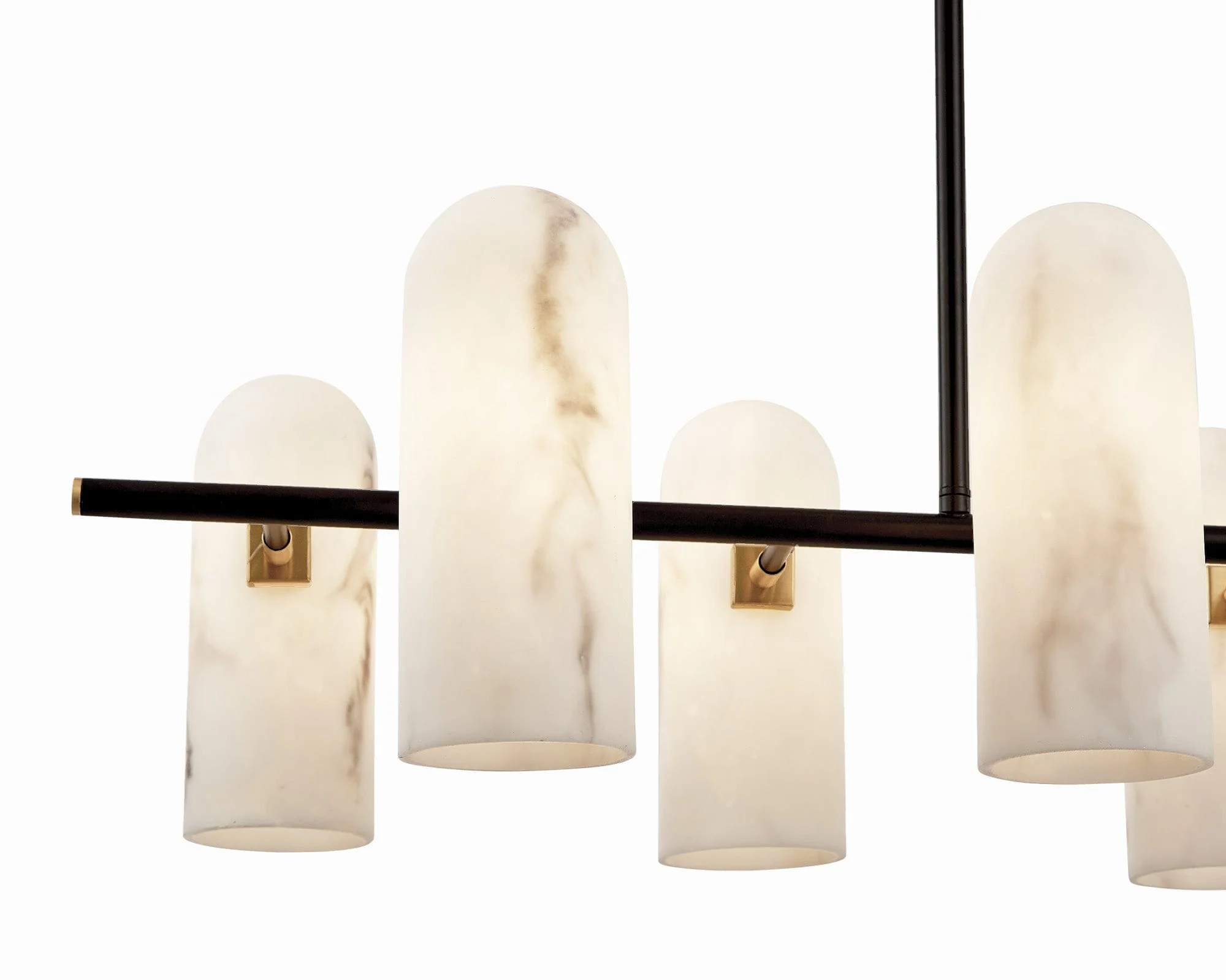Amatti Long Chandelier - Alabaster, Black & Brass G9 - Image 4