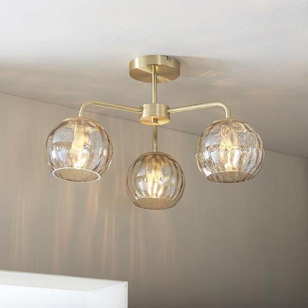 Amber 3Lt Semi Flush - Champagne / Brass Finish - Image 2