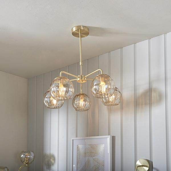 Amber 5Lt Pendant Centre Light - Champagne / Brass Finish - Image 3