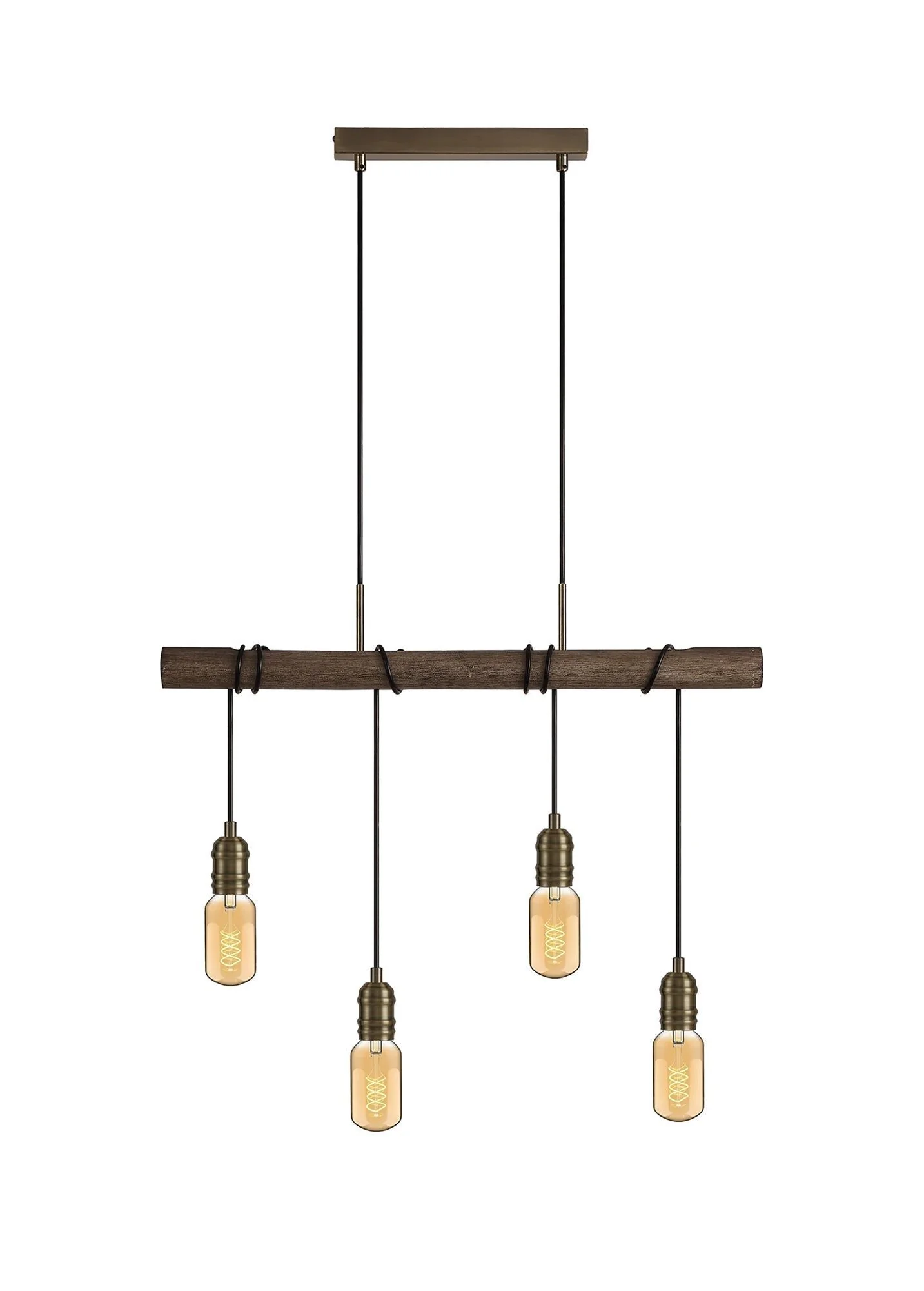 Ambover Kitchen Table/Island Ceiling Light, 3/4/6Lt x E27, Medium Oak & Antique Brass, IP20 - Image 4
