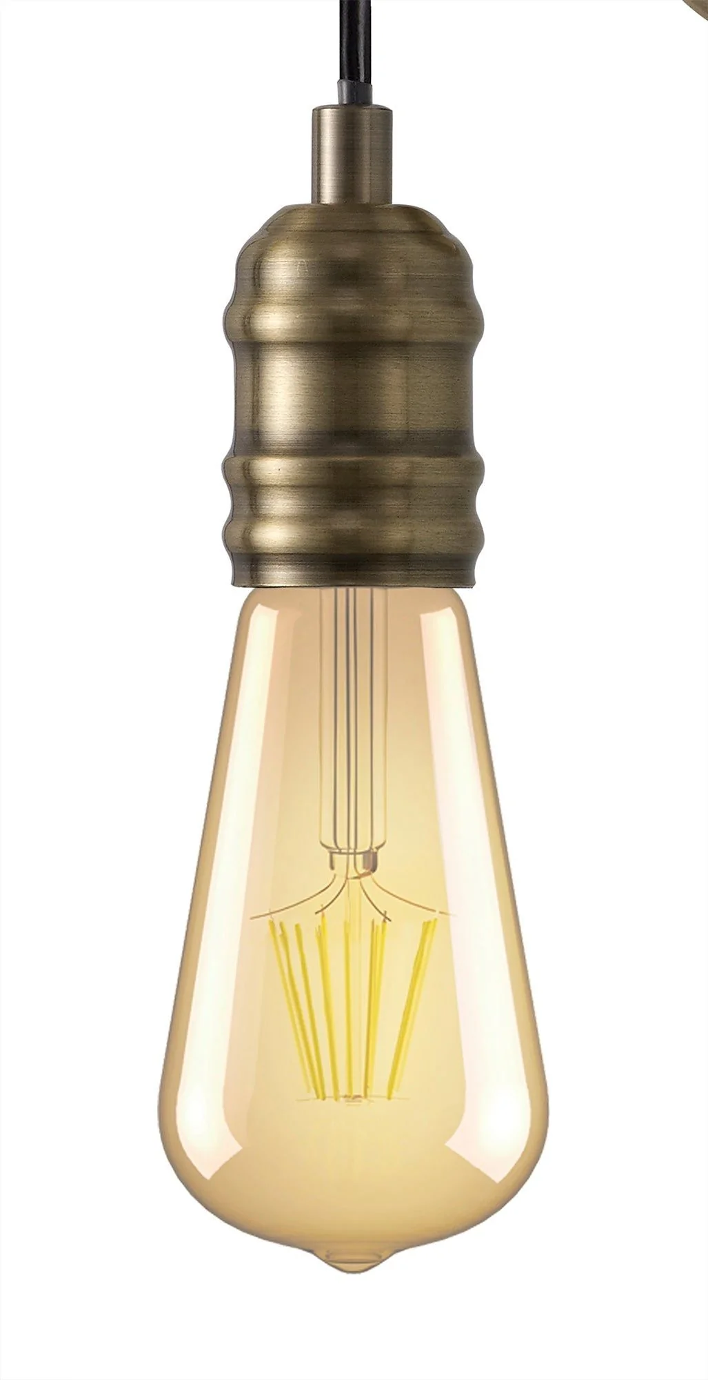 Ambover Wall Lamp, 1 x E27, Medium Oak & Antique Brass IP20 - Image 3
