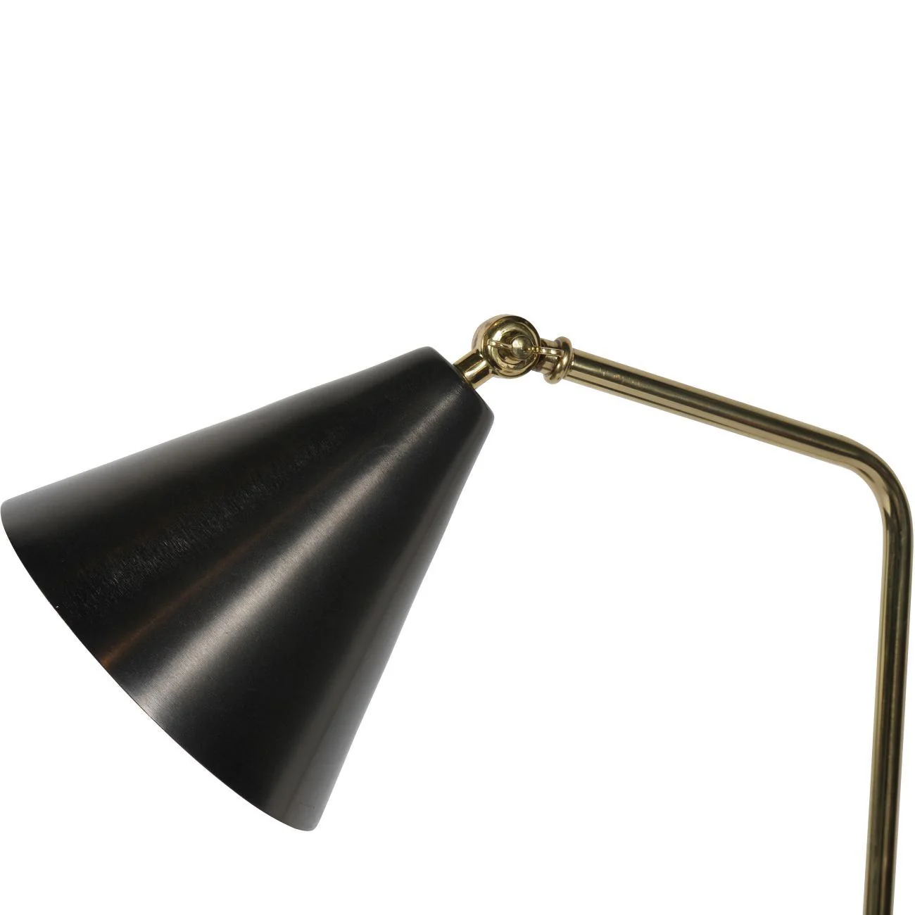 Amelie Brushed Floor Lamp in Satin Grey & Brass with Table - Image 3
