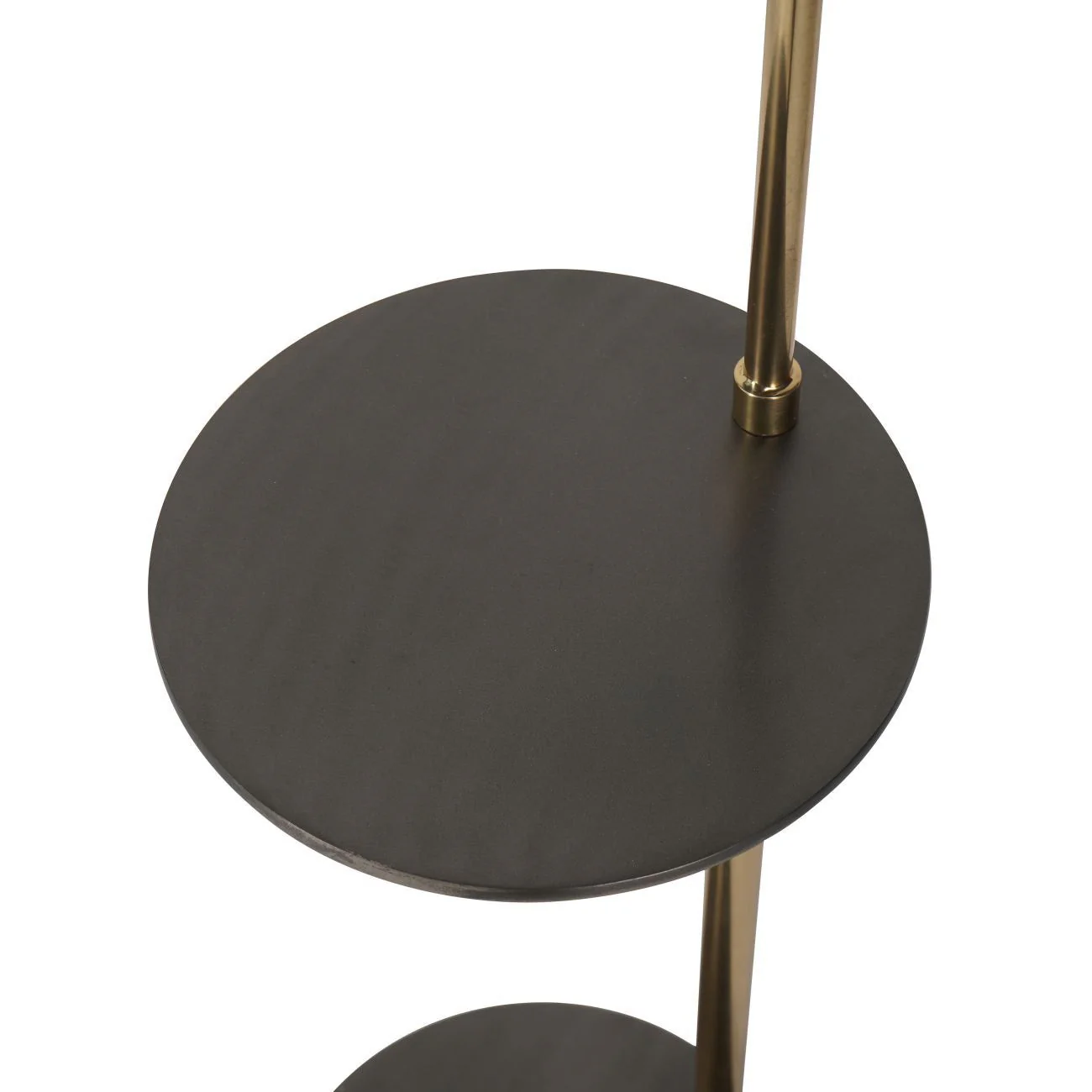 Amelie Brushed Floor Lamp in Satin Grey & Brass with Table - Image 4