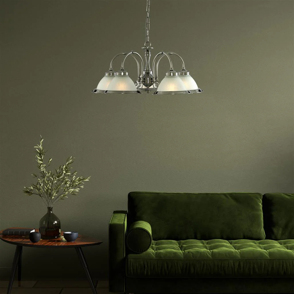 American Diner 3/5Lt Multi-Arm Pendant - Antique Brass/Satin Silver Finish - Image 12