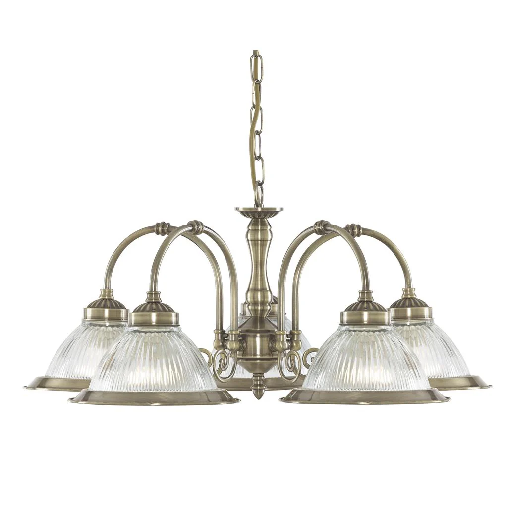 American Diner 3/5Lt Multi-Arm Pendant - Antique Brass/Satin Silver Finish - Image 15