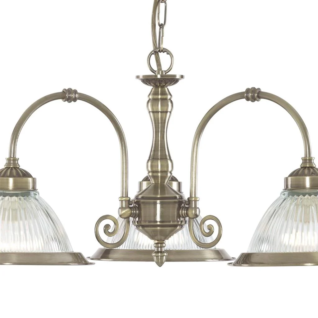 American Diner 3/5Lt Multi-Arm Pendant - Antique Brass/Satin Silver Finish - Image 2