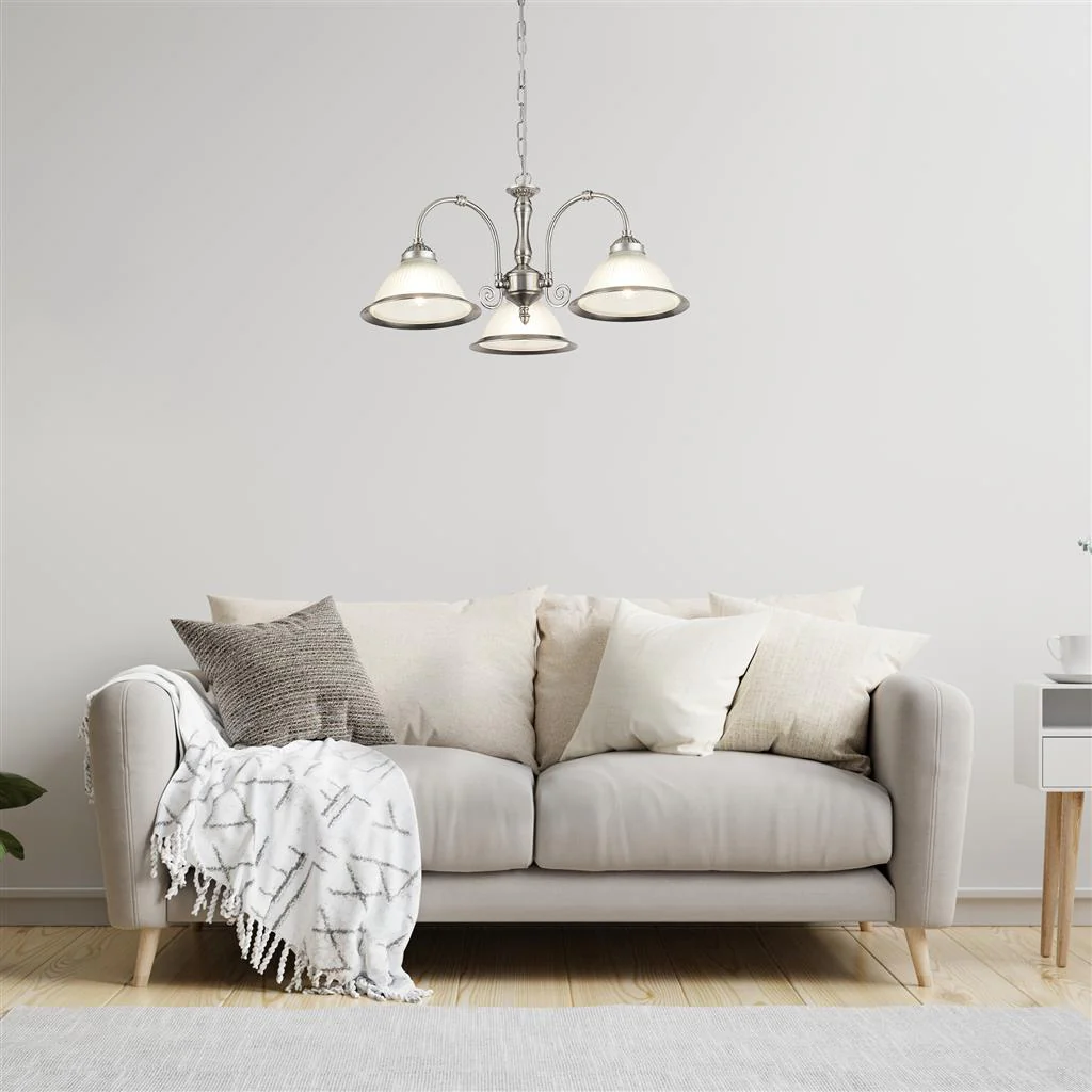 American Diner 3/5Lt Multi-Arm Pendant - Antique Brass/Satin Silver Finish - Image 6