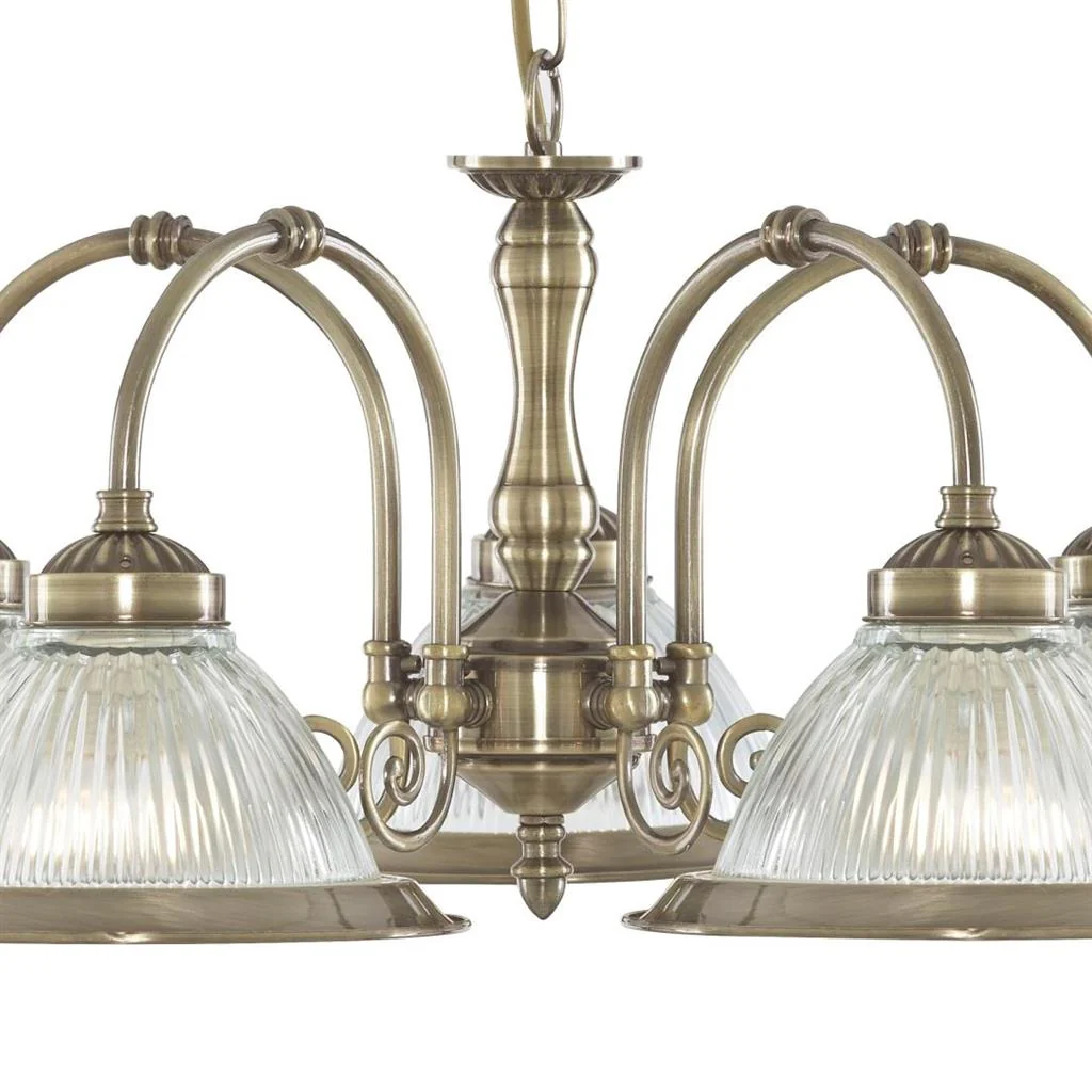 American Diner 3/5Lt Multi-Arm Pendant - Antique Brass/Satin Silver Finish - Image 7