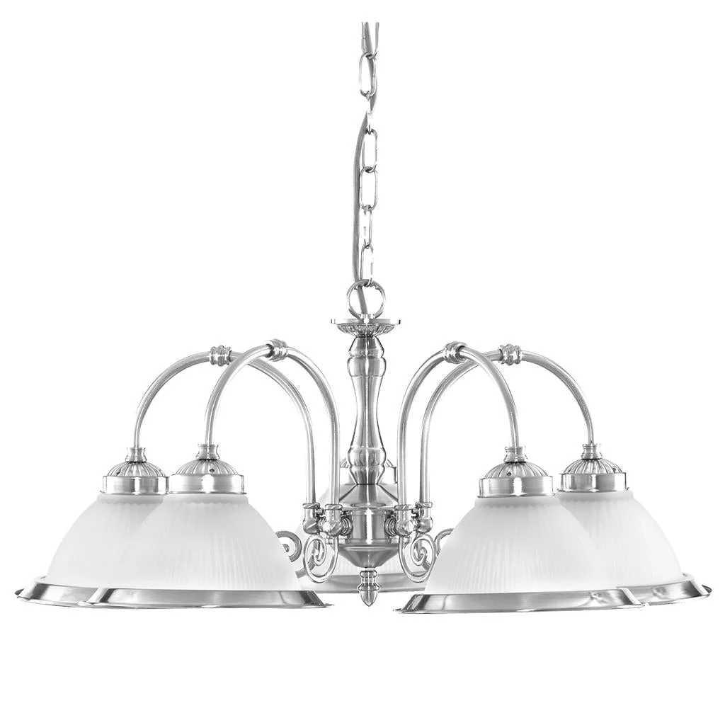 American Diner 3/5Lt Multi-Arm Pendant - Antique Brass/Satin Silver Finish - Image 9
