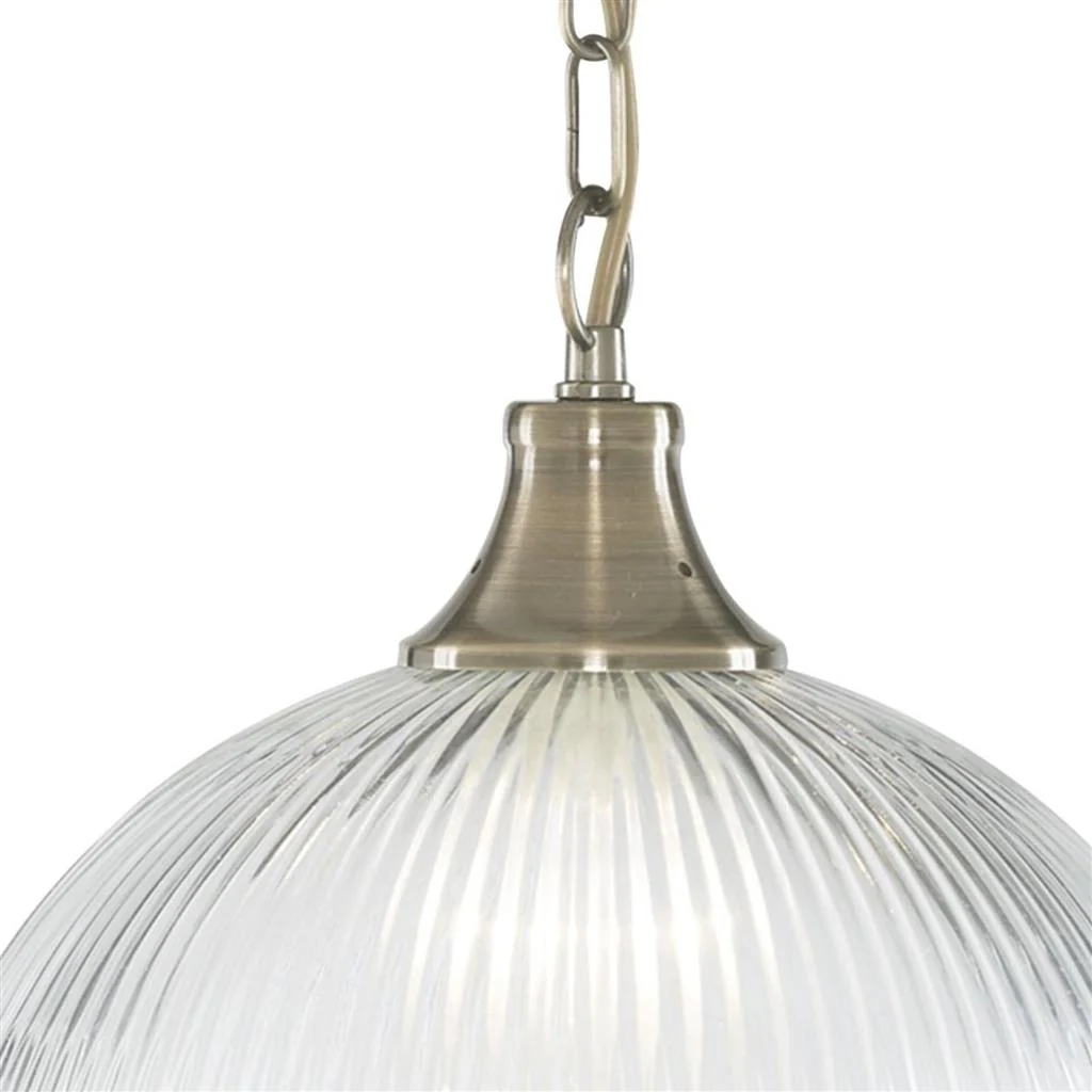 American Diner Pendant - Antique Brass/Silver & Glass - Image 2