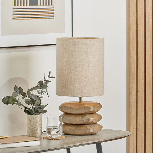Amir Natural Mango Wood 3 Pebble Table Lamp - Image 3