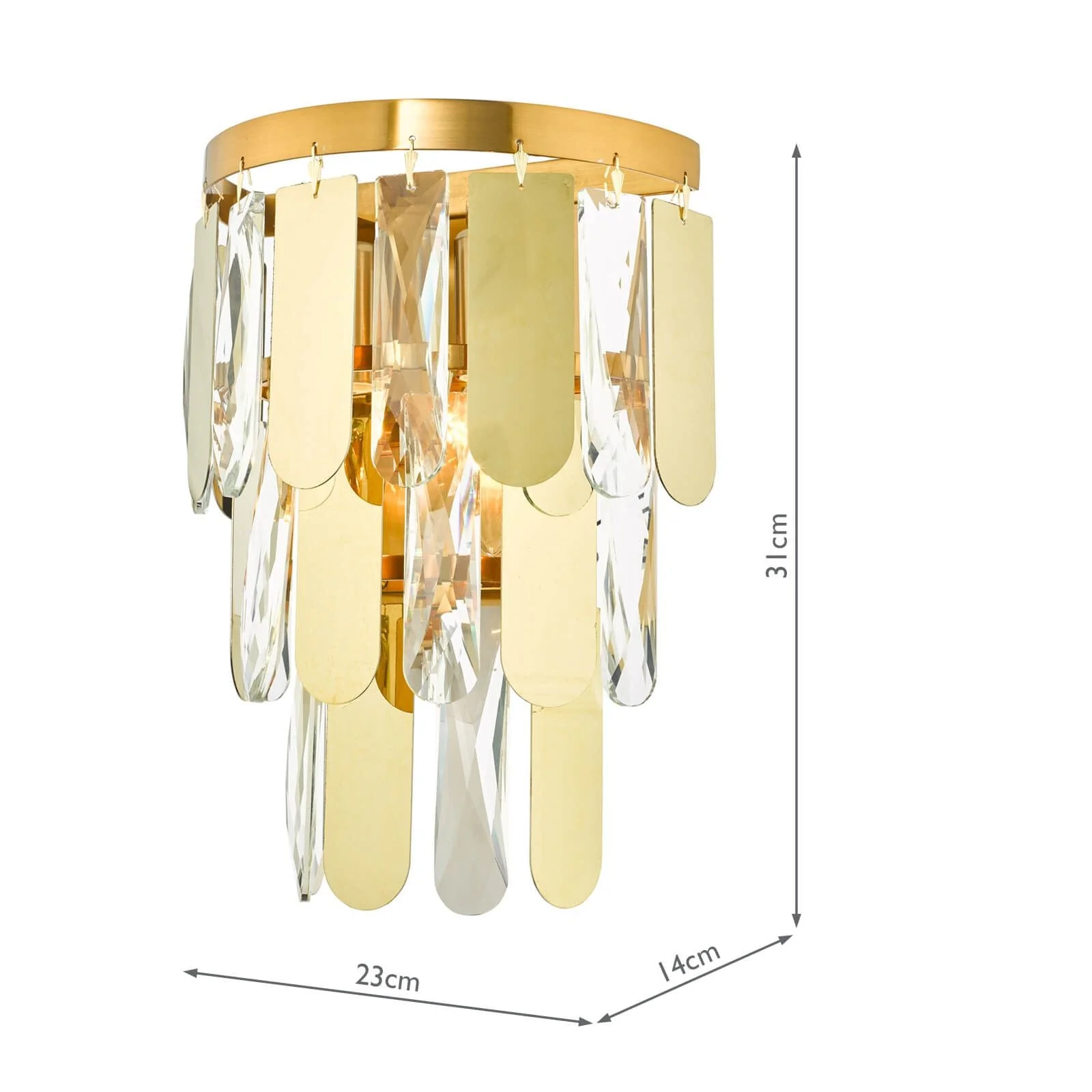 Amira 2 Light Wall Light Polished Gold Crystal - Image 3