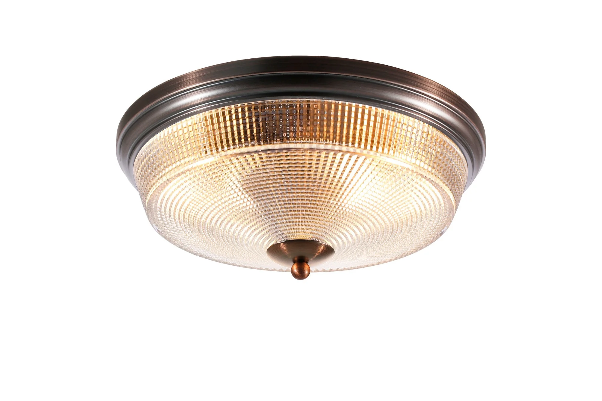 Amoray 2 Light E27 Flush Ceiling Light, IP44, Satin Black/Prismatic Glass - Image 3