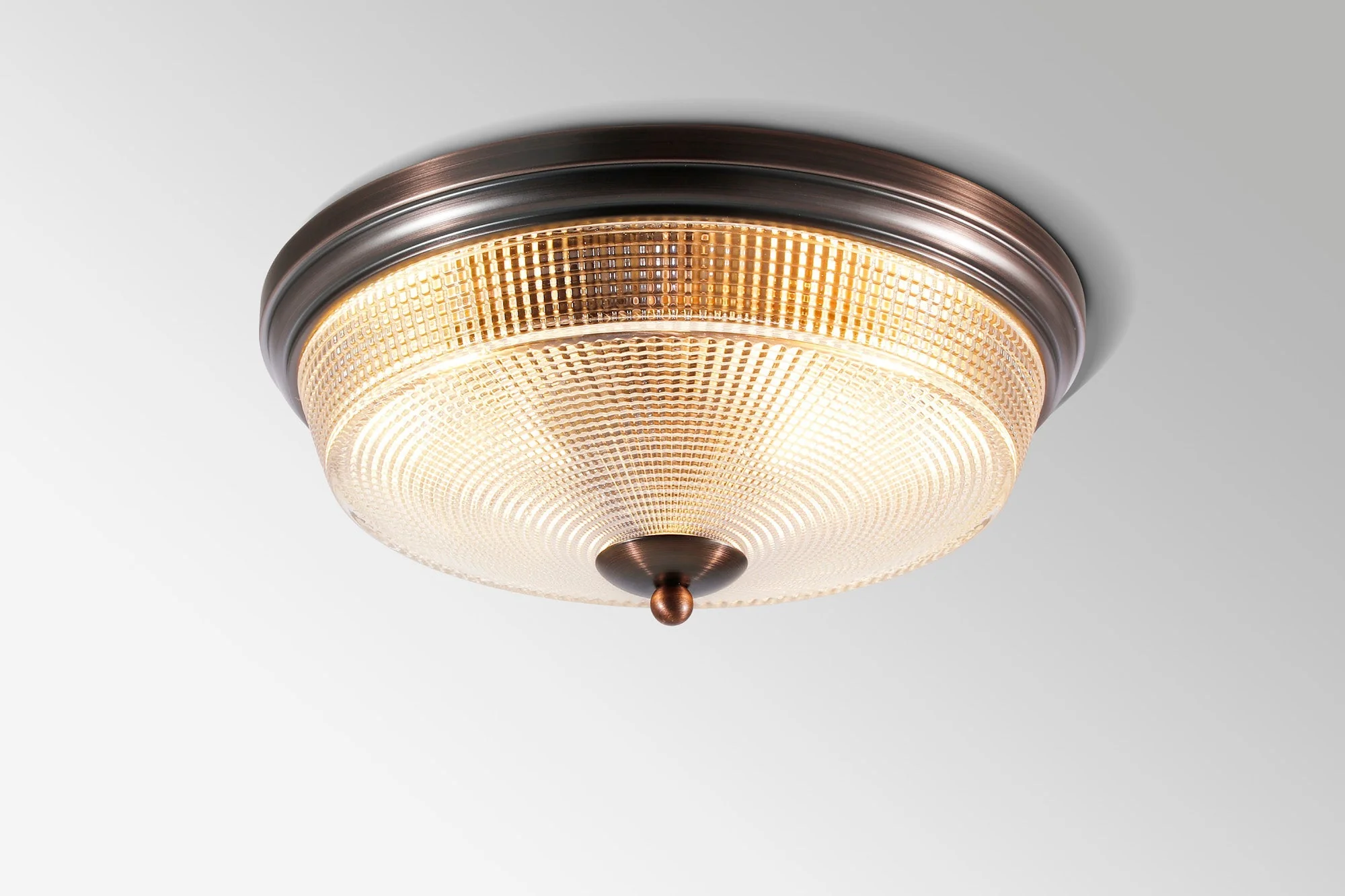 Amoray 2 Light E27 Flush Ceiling Light, IP44, Satin Black/Prismatic Glass - Image 4