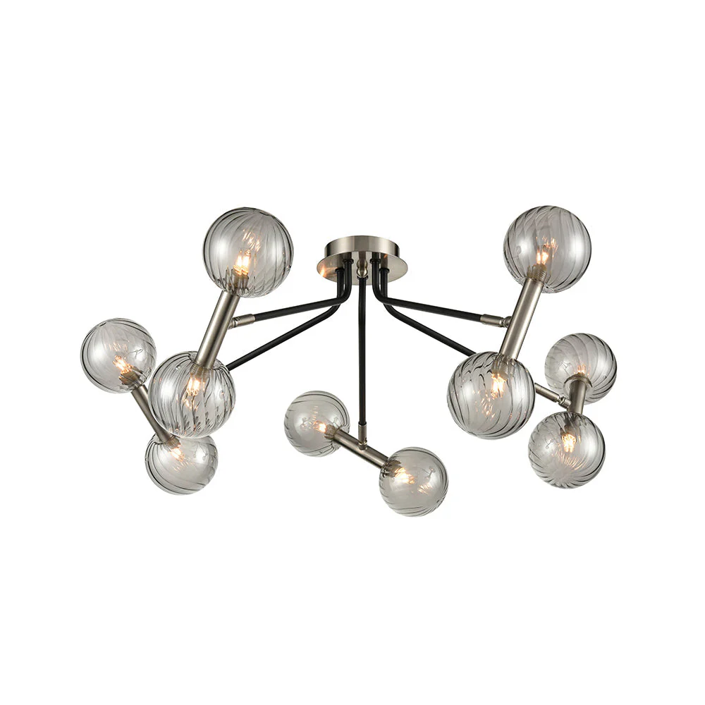 Amos 6/10Lt Flush Light - Black & Gold Finish - Image 2