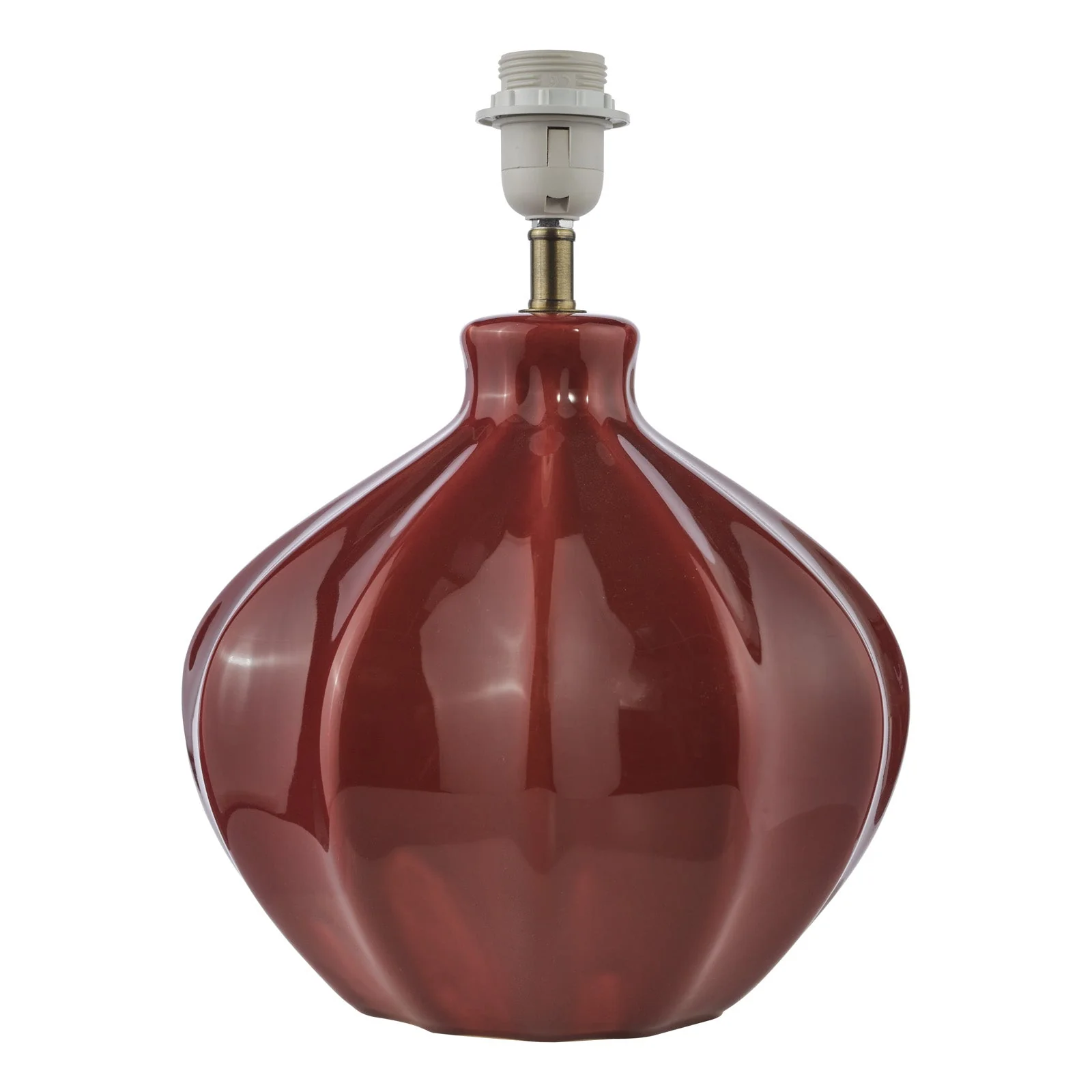 Amrita Ceramic Table Lamp Red/ Green and Antique Brass Base Only - Image 2