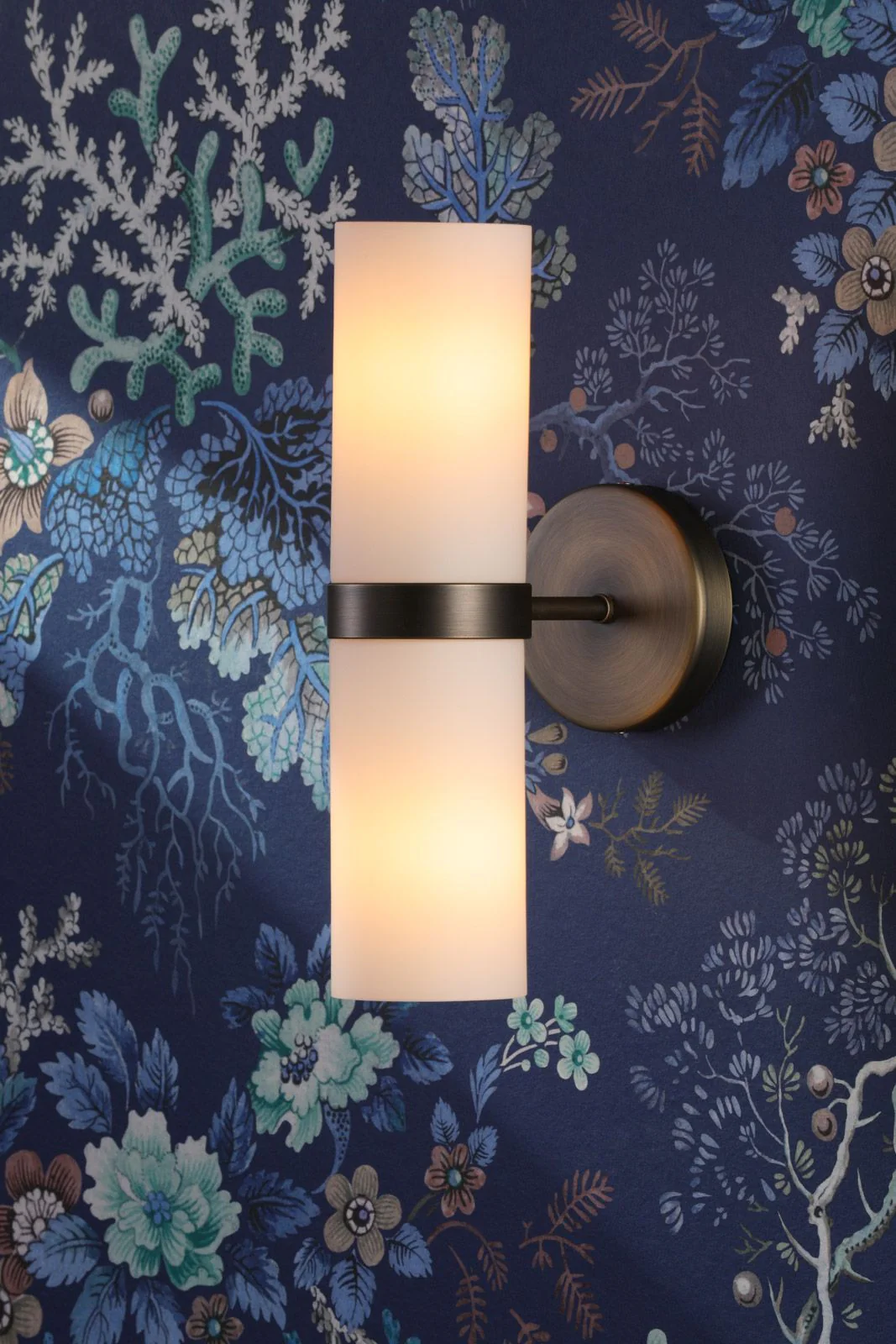 Anais 2 Light Wall Light Opal Glass and Antique Brass - Image 3