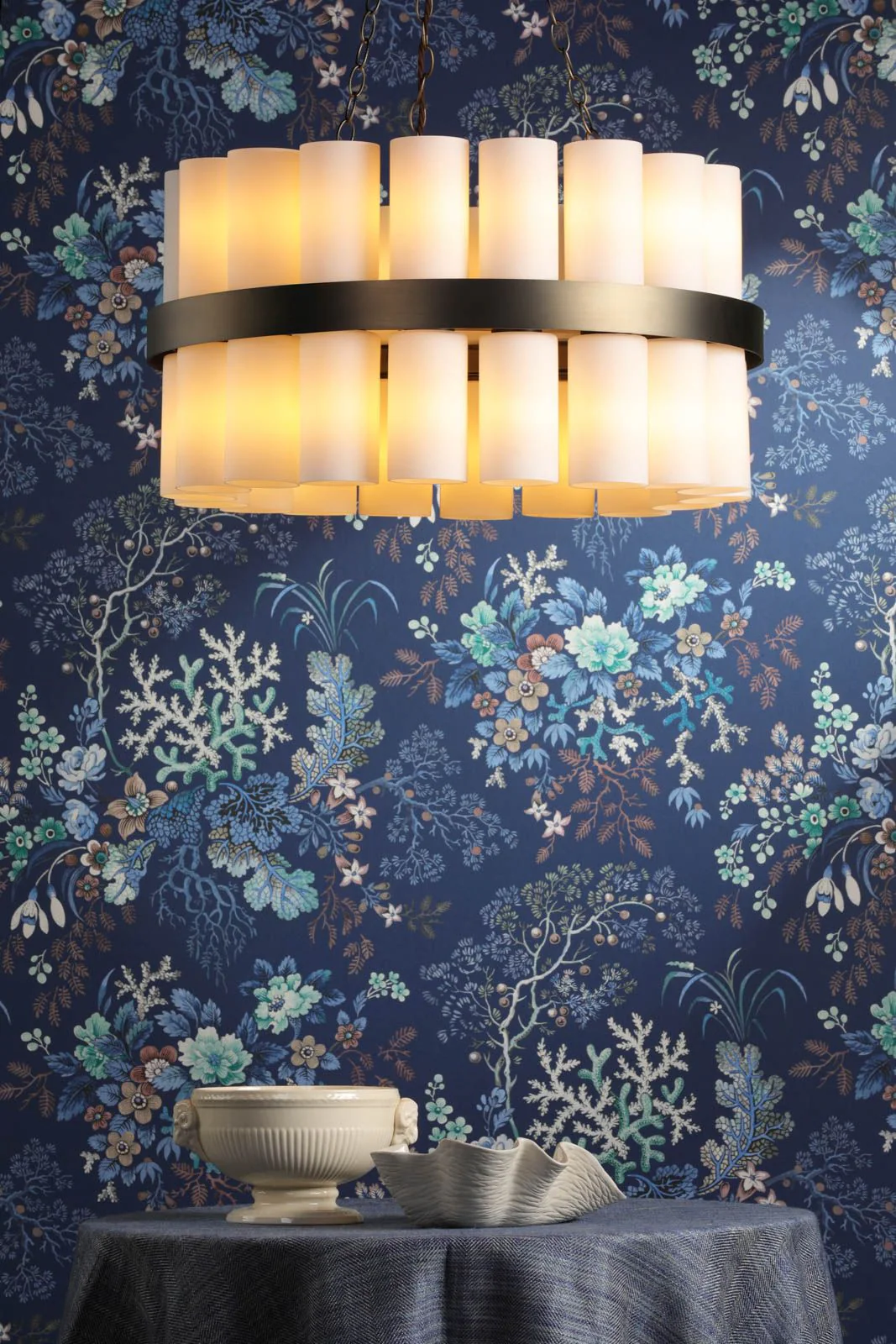 Anais 36 Light Pendant Opal Glass and Antique Brass - Image 3