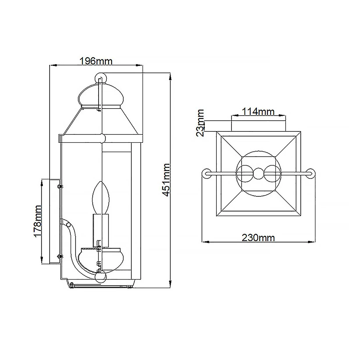 Anchorage 1/2Lt Wall Lantern - Aged Zinc E27 IP44 - Image 10