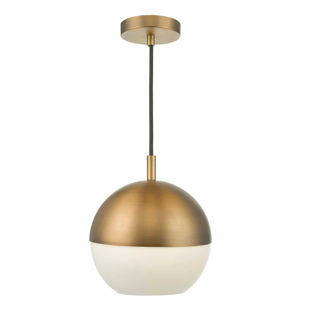 Andre 1 Light Single Pendant Grey/Brass Opal Glass - Image 2