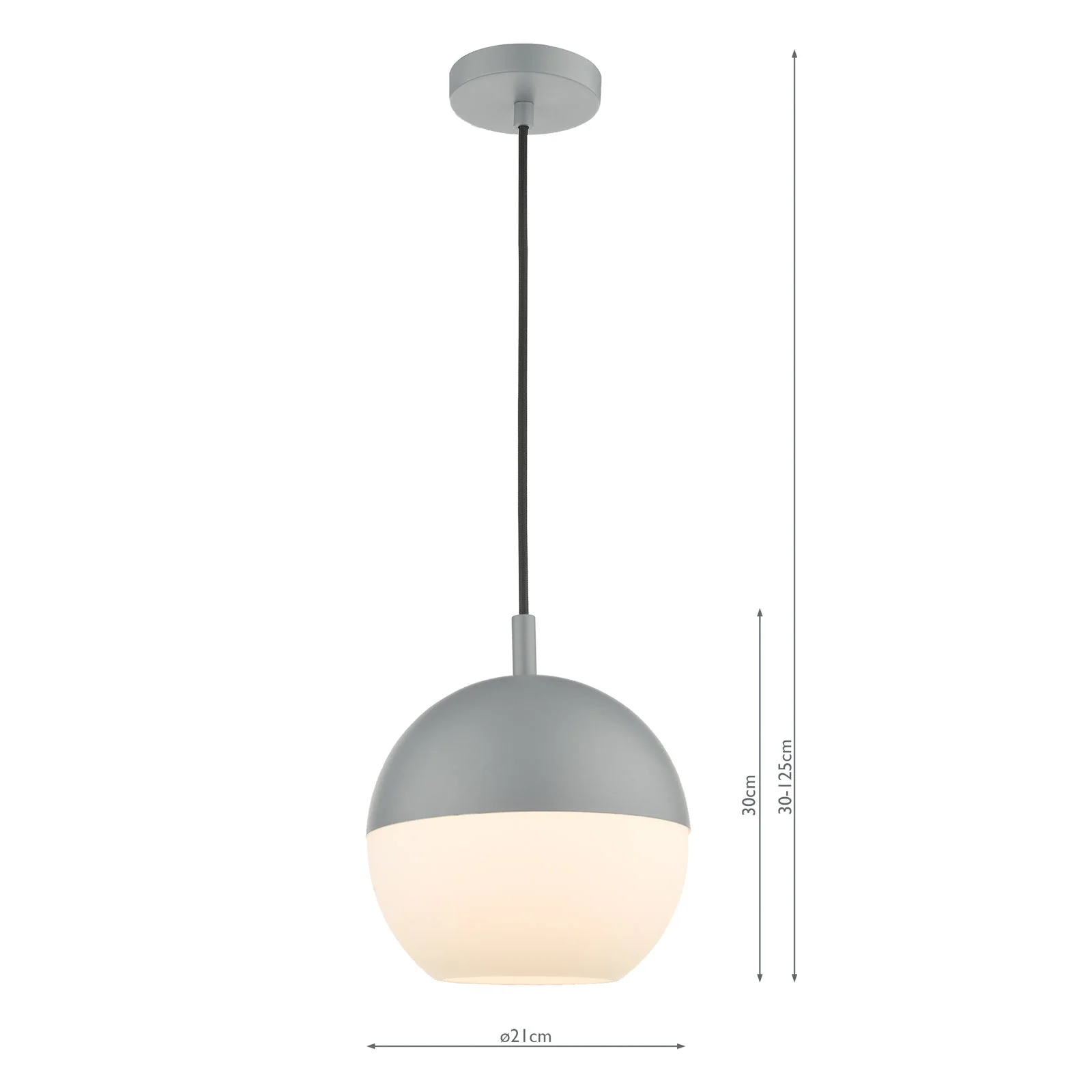 Andre 1 Light Single Pendant Grey/Brass Opal Glass - Image 6
