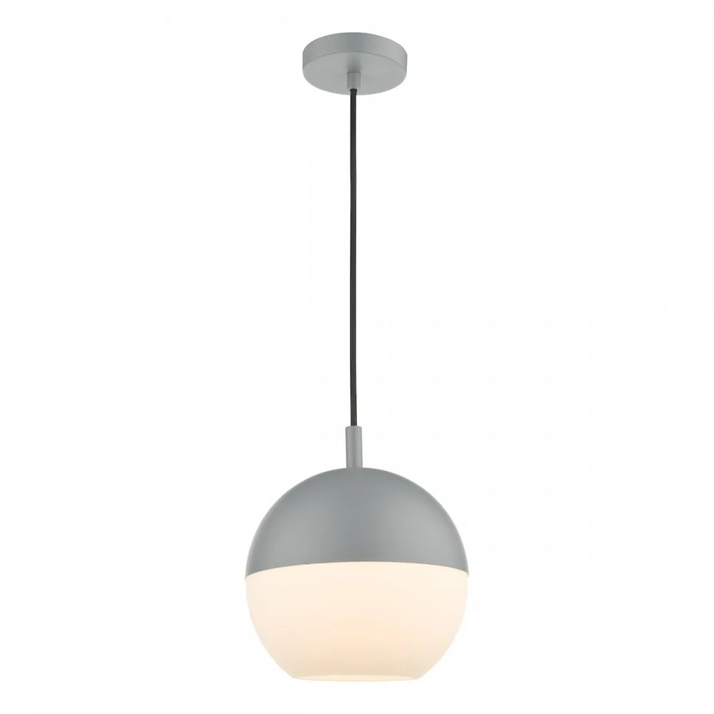 Andre 1 Light Single Pendant Grey/Brass Opal Glass - Image 9