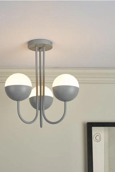 Andre 3 Light Semi Flush Grey Opal Glass - Image 2